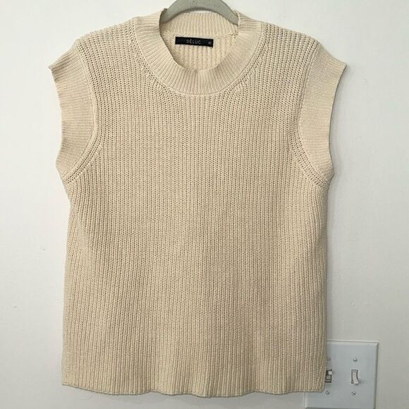 Deluc Cream Knit Sleeveless Sweater M - Picture 1 of 5